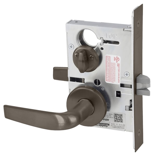 Privacy Mortise Lock, CS Lever, A Rose, Oil Rubbed Bronze